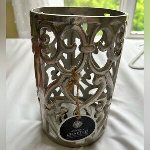 NWT Sliver Metal Lantern Candle Holder Decor